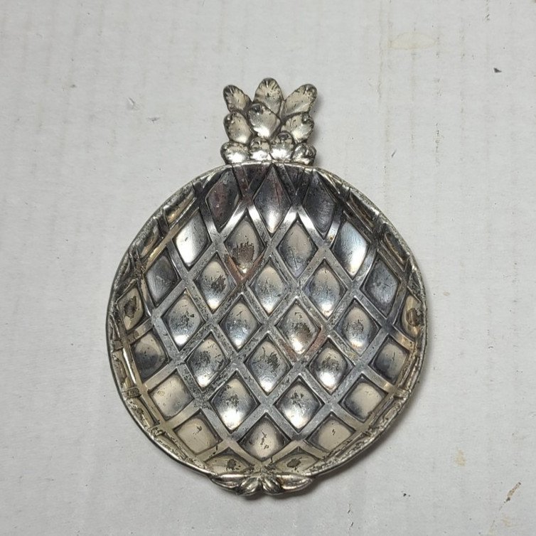 Vintage Eleanor Claire Silvertone Pineapple Trinket Tray Made In Japan