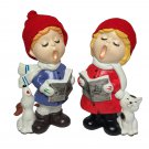 Lunds Lites - Christmas Carolers Singing Boy & Girl with Red Fabric Hat VINTAGE Lunds Lites - Christmas Carolers Singing Boy & Girl with Red Fabric Hat VINTAGE