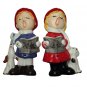 Lunds Lites - Christmas Carolers  Singing Boy & Girl with Red Fabric Hat VINTAGE
