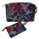 Lodis Wristlet Purse w/Matching ID Wallet Clutch Leather Floral Reptile Pattern Lodis Wristlet Purse w/Matching ID Wallet Clutch Leather Floral Reptile Pattern