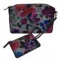 Lodis Wristlet Purse w/Matching ID Wallet Clutch  Leather Floral Reptile Pattern