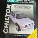 Chilton Repair Manual 20404 Chrysler DODGE Instructiona Full-Size Trucks 97-00