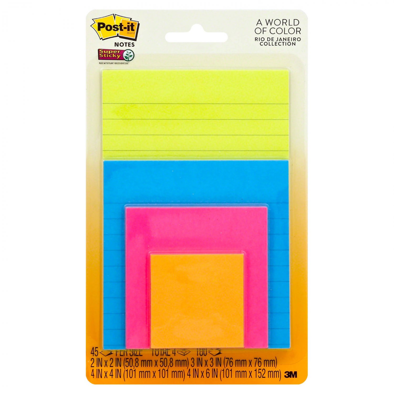 Post-it 703167 Assorted Color "Rio De Janeiro Collection" Super Sticky Note