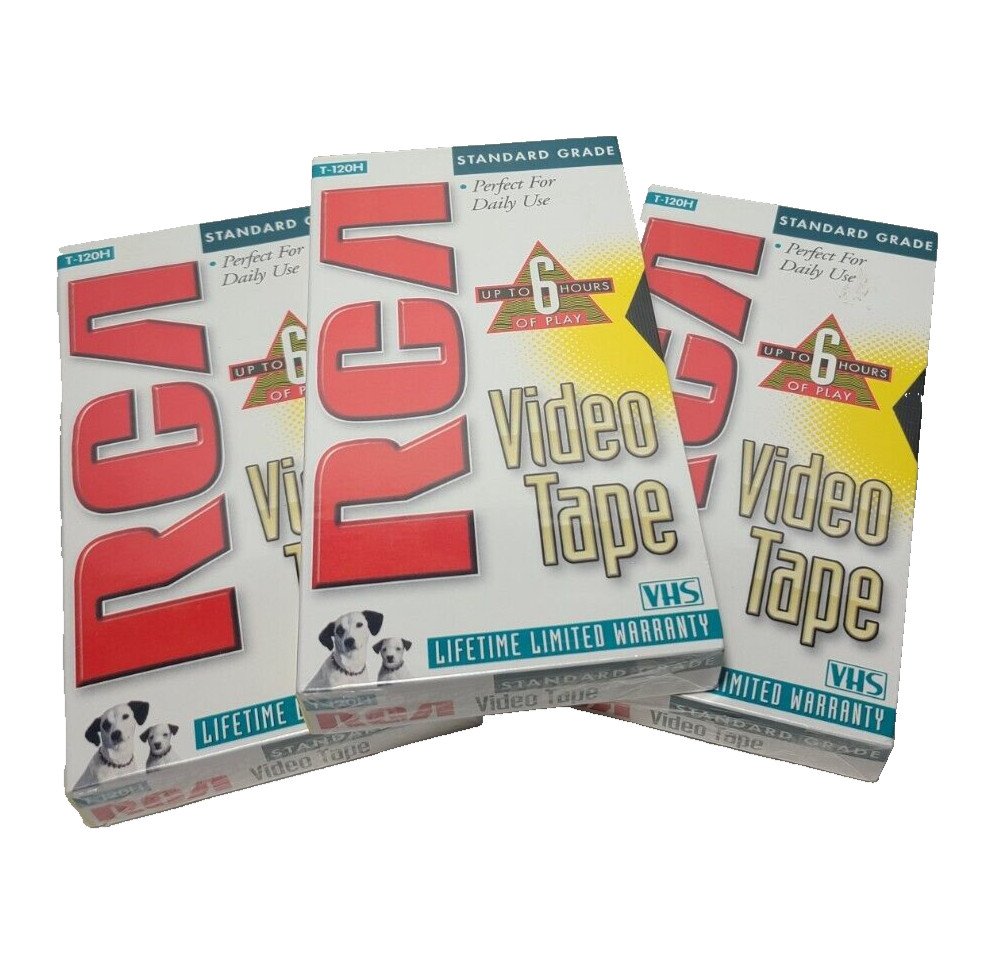 Lot of 3 RCA VHS Blank Video Tapes T-120H Standard Grade NEW SEALED Recording
