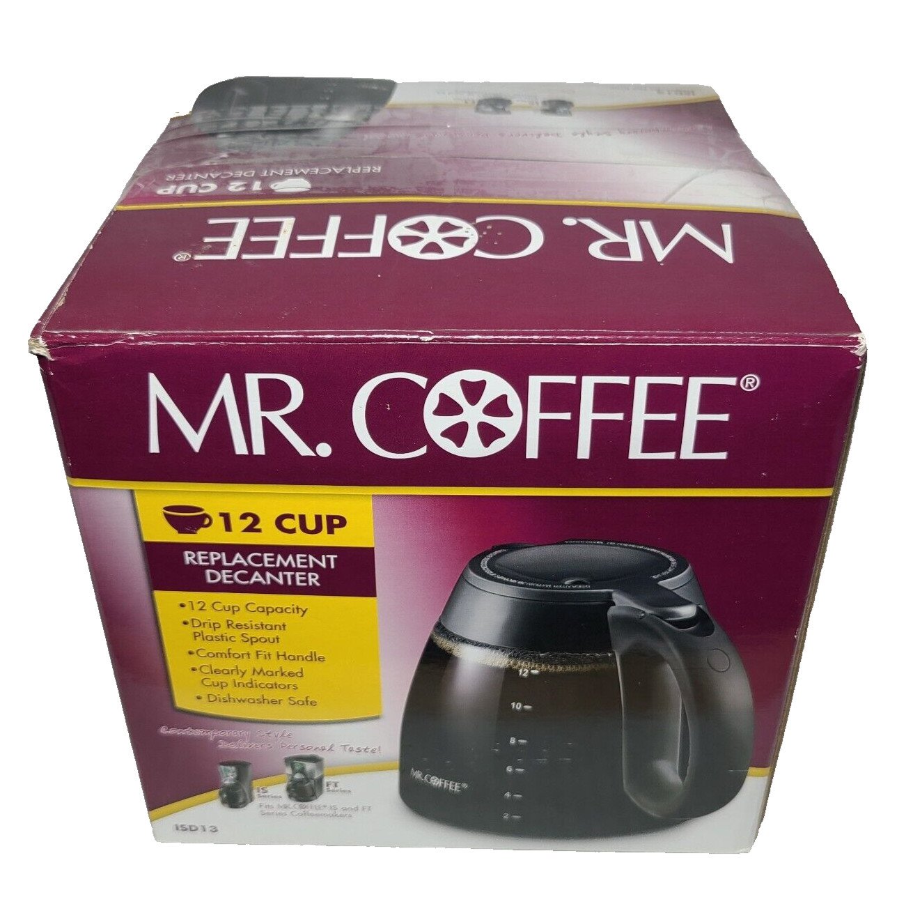 Mr. Coffee Glass Carafe 12-Cup Replacement Coffeemaker Pot Black