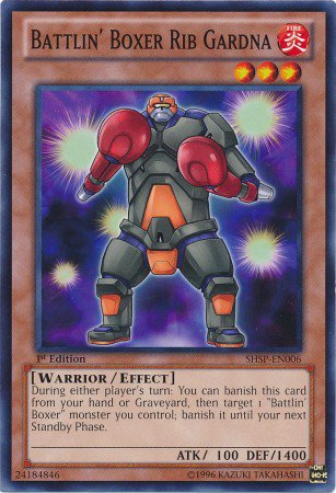 Yugioh Card Battlin' Boxer Rib Gardna SHSP-EN006 Common 1st Edition