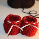 Red Ivory Ribbon Booties