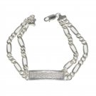 Sterling Silver .925 Figaro Link ID/Identification Bracelet 8.75" | Made In USA