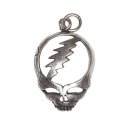 Sterling Silver Oxidized Grateful Dead Lightning Bolt Skull Charm | Made in USA