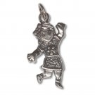 Sterling Silver .925 Oxidized Happy Girl with flower Charm Pendant | Made in USA