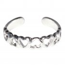 Sterling Silver .925 Multiple Hearts Toe Ring adjustable size | Made In USA