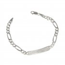 Sterling Silver .925 Figaro Link ID/Identification Bracelet 7.25" | Made In USA
