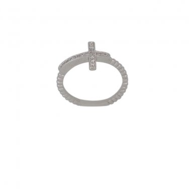 Sterling Silver Cross Ring with Cubic Zirconia Stones Sizes 4-10 | Made in USA