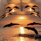 Strong and Vigorous Dolphin in the Setting Sun 4 Piece Cotton Bedding Sets 3D