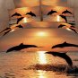 Strong and Vigorous Dolphin in the Setting Sun 4 Piece Cotton Bedding Sets 3D
