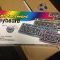 NEW Soft Touch Enhanced AT Keyboard Blue Green IBM PC Style 5 Pin DIN Vintage