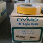 DYMO 10 ROLL 3/8" x 12' MATTE YELLOW Embossing Tape Label Magazine Maker Printer