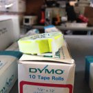 10 Pack Dymo 1/2" x 12' NEON YELLOW Embossing Tape Label Magazine Maker Printer