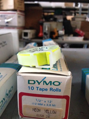 10 Pack Dymo 1/2" x 12' NEON YELLOW Embossing Tape Label Magazine Maker Printer