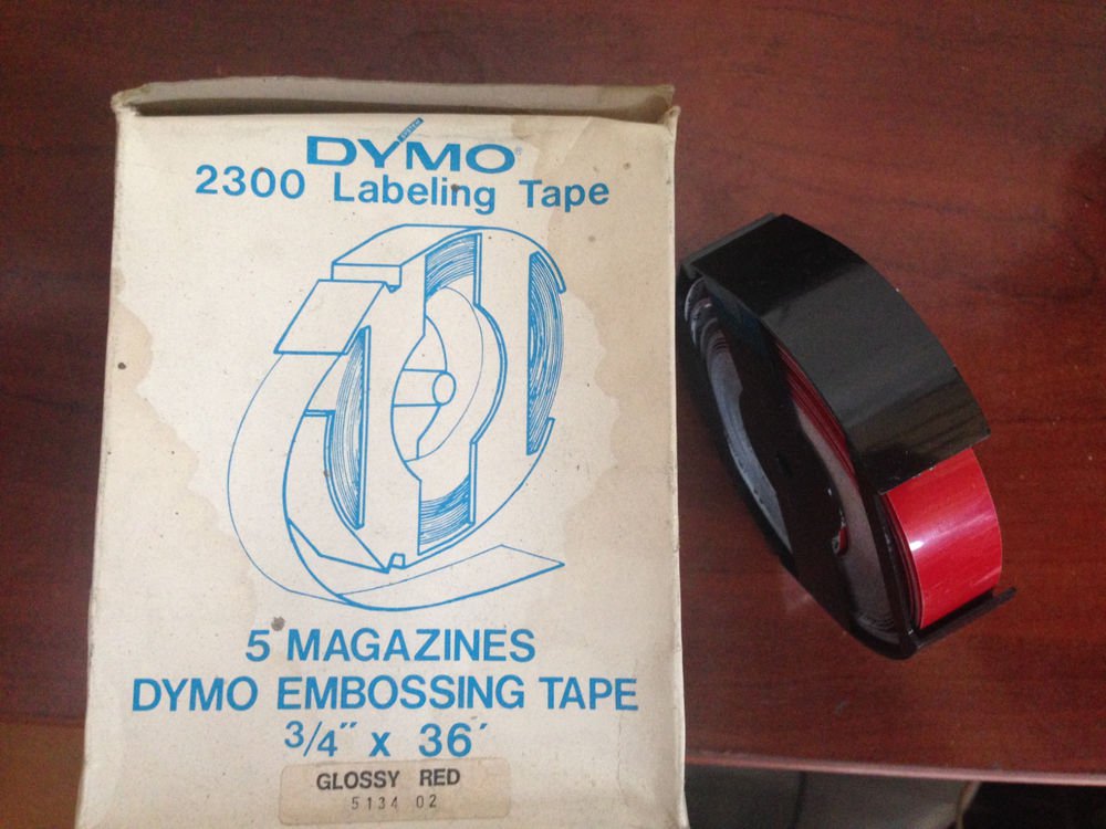 5 Pack Dymo 3/4" x 36' Glossy RED Embossing Tape Label Magazine Maker
