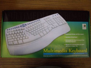 NEW Natural Multimedia Ergonomic Pro Keyboard PS2 PS/2 Ergo EKB-804PRO Vintage