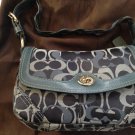 NEW Coach Blue Signature C Purse Handbag Pleated Large Flap Teal Aqua Bag