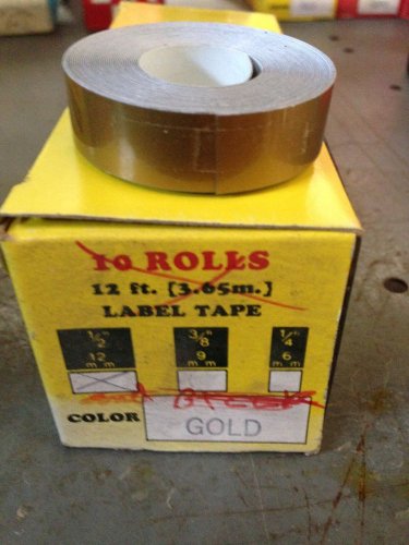 10 PACK 1/2" x 12' GOLD Embossing Tape Label Magazine Maker Printer DYMO 2300