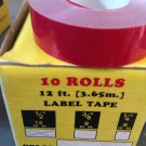 10 PACK 1/2" x 12' RED Embossing Tape Label Magazine Maker Printer DYMO 2300
