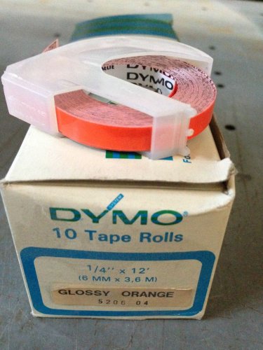 10 Pack Dymo 1/4" x 12' GLOSS ORANGE Embossing Tape Label Magazine Maker Printer