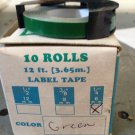 10 Pack 1/4" x 12' GREEN Embossing Tape Label Magazine Maker Printer 2300 Dymo