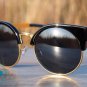 CAT EYE SUNGLASSES - VINTAGE INSPIRED CIRCLE ROUND EYEWEAR (BLACK)