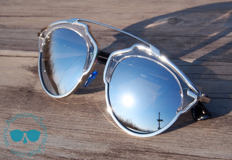 AVIATOR CAT EYE SUNGLASSES - VINTAGE RETRO INSPIRED EYEWEAR (Mirror)