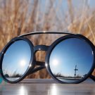 ROUND RETRO SUNGLASSES - VINTAGE INSPIRED CIRCLE EYEWEAR (Black)
