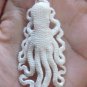 Bali Pendant Necklace OCTOPUS F/r Buffalo Bone Carving w/ Silver Bail 925 #r405