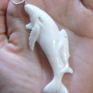 Bali Pendant Necklace Whale Group F/r Buffalo Bone Carving w/ Silver Bail 925 #r404