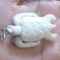 Bali Pendant Necklace TURTLE Double Side F/r Buffalo Bone Carving w/ Silver Bail 925 #r403