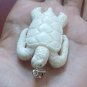 Bali Pendant Necklace TURTLE Double Side F/r Buffalo Bone Carving w/ Silver Bail 925 #r403