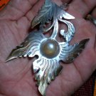 Pendant Necklace Beauty  Flower WHITE Mabe Pearl Mother Sea Shell Carving With Silver Bail 925