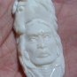 Bali Pendant Necklace Indian Face Eagle & Bear F/r Buffalo Bone Carving w/ Silver Bail 925_q705