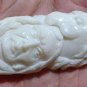 Bali Pendant Necklace Indian Face Eagle & Bear F/r Buffalo Bone Carving w/ Silver Bail 925_q705
