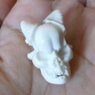 COOL ! Bali Skull Skeleton Demon DEVIL Head from Deer Antler Carving #r389