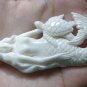 Bali Pendant Necklace Nude Mermaid & Turtle From Buffalo Bone Carving w/ Silver Bail 925#r381