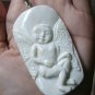 Bali Pendant Necklace Cupid Love Baby Angel From Buffalo Bone Carving w/ Silver Bail 925#r380