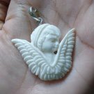 Bali Pendant Necklace Cupid Love Baby Angel From Buffalo Bone Carving w/ Silver Bail 925#r378