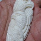 Bali Pendant Necklace Triple Eagle Group From Buffalo Bone Carving With Silver Bail 925_q655