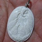 Bali Pendant Necklace Koi Fish Group From Buffalo Bone Carving With Silver Bail 925_q657