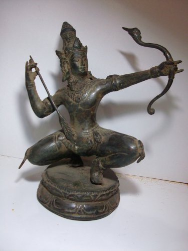 Vintage ! ARJUNA Wayang Java MAHABHARATA Archery Old Bronze Statue Table Decor#r308