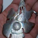 Bali Pendant  Beauty Plants Flower White Mabe Pearl Mother Sea Shell Carving With Silver Bail 925 #q