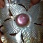 Bali Pendant Necklace Plants Flower PINK Mabe Pearl Mother Sea Shell Carving With Silver Bail 925