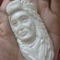 Bali Pendant Necklace INDIAN FACE Old From Buffalo Bone Carving With Silver Bail 925 #r171